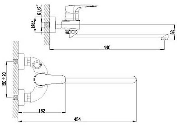 Смеситель Lemark для ванны с  плоским изливом 350мм, SHIFT, LM4317C