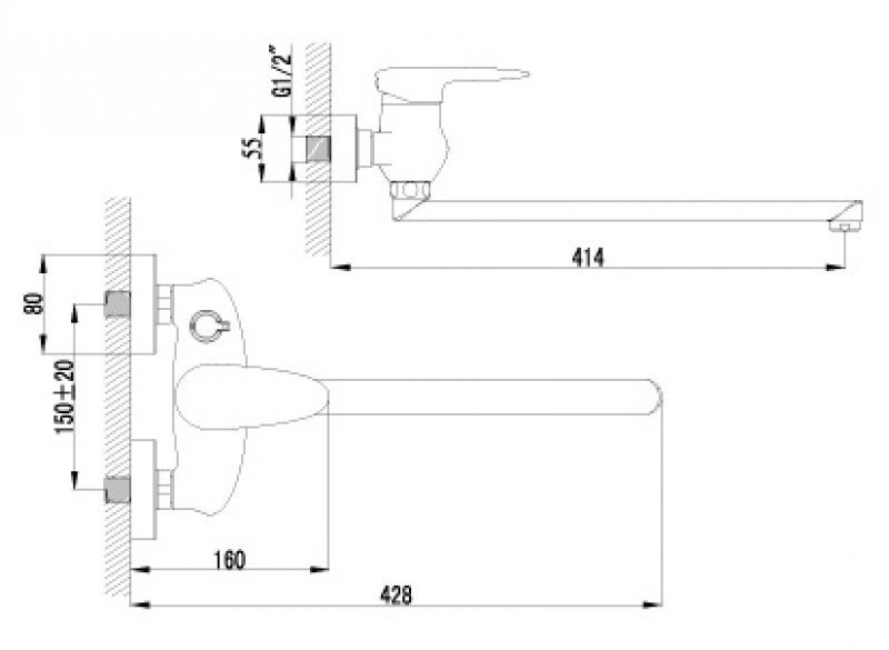 Смеситель Lemark для ванны с  плоским изливом, STATUS, LM4417C
