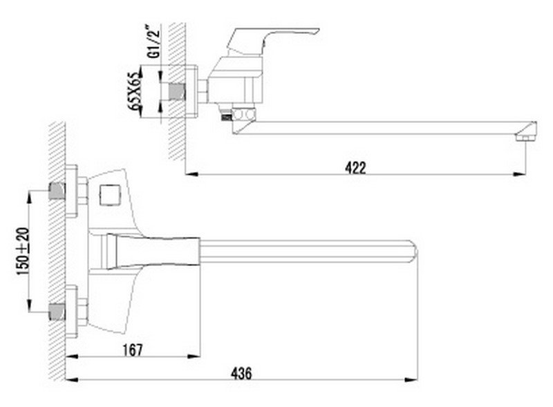Смеситель Lemark для ванны с  плоским изливом 350мм, UNIT, LM4517C
