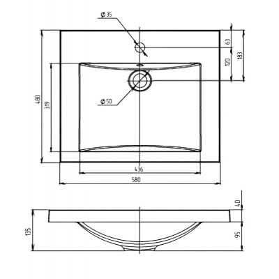 Раковина на столешницу белая 58x48x13.5см 1Marka Ц0000004832