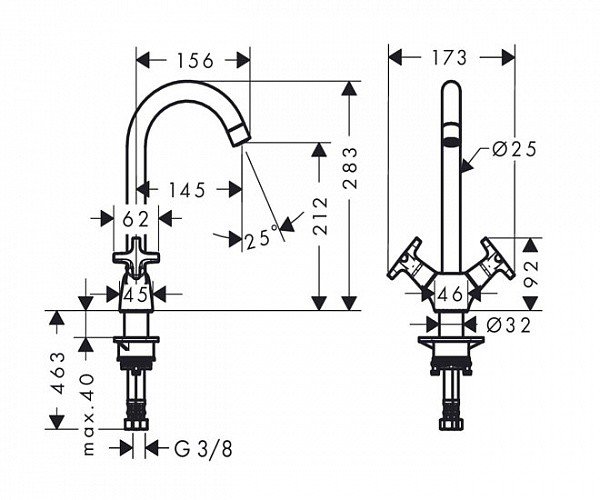 Смеситель для кухни, Logis, две рукоятки, Hansgrohe 71285000