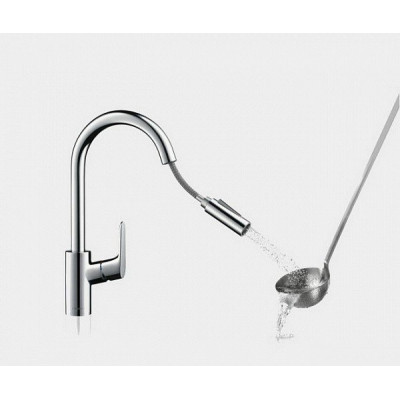 Смеситель Hansgrohe Focus для кухонной мойки с выдвижным душем 31815000, хром
