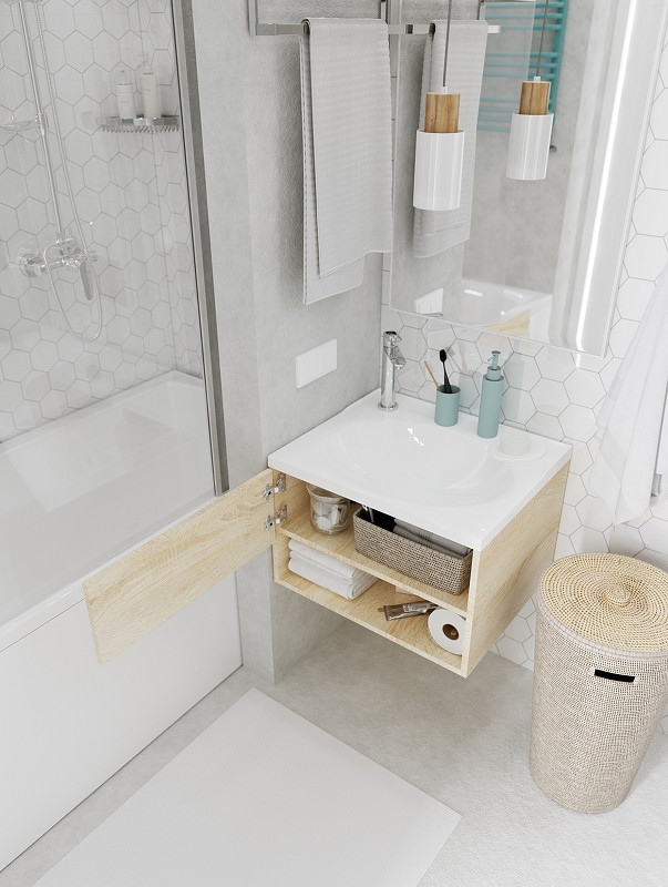 Тумба с раковиной подвесная дуб сонома 59х39см 1Marka Ц0000004296