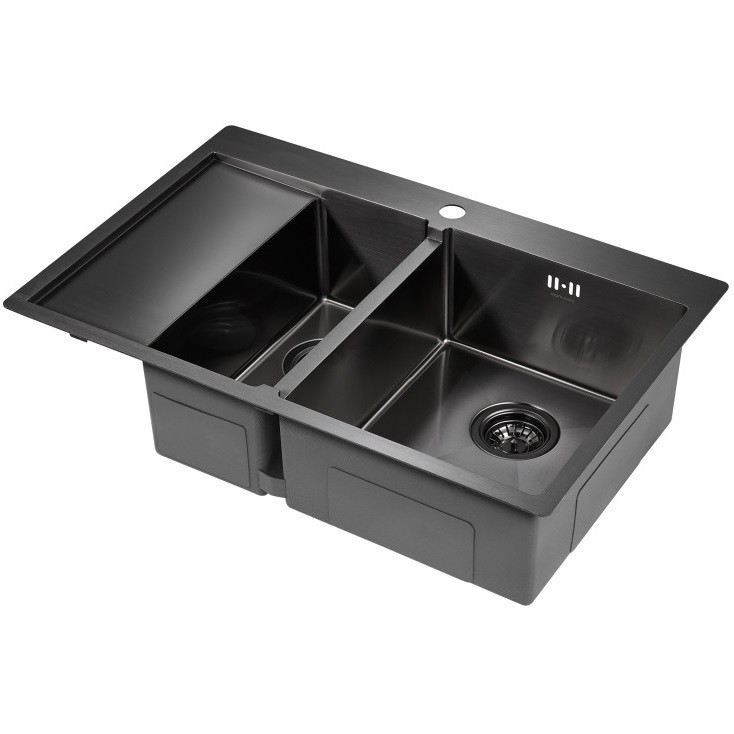 Мойка из нержавеющей стали 78х51х20см вороненая сталь Paulmark PM227851-GMR