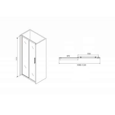 Душевая дверь 110х195см черная Abber AG30110BH