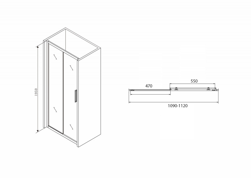 Душевая дверь 110х195см черная Abber AG30110BH