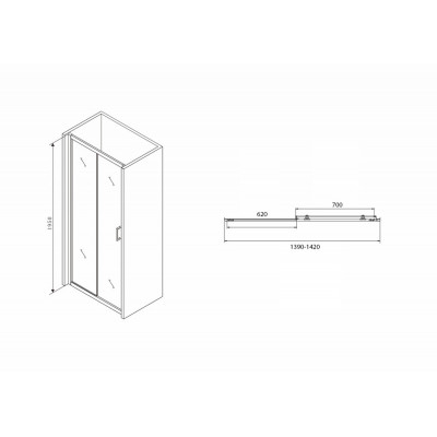 Душевая дверь 140х195см черная Abber AG30140B