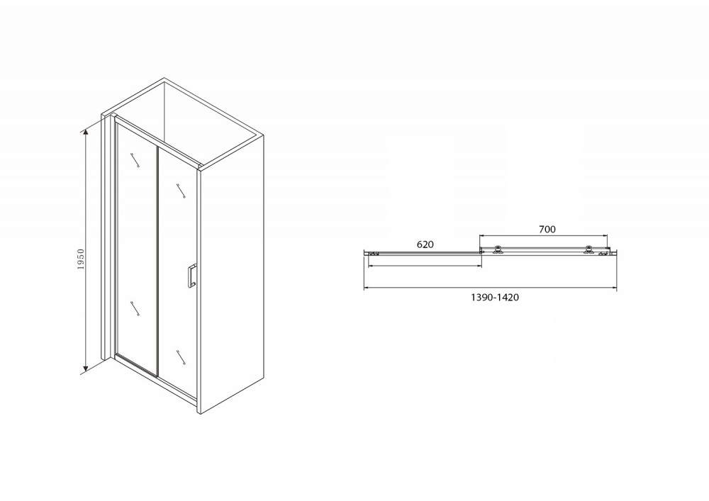 Душевая дверь 140х195см черная Abber AG30140B