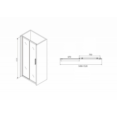 Душевая дверь 150х195см черная Abber AG30150BH