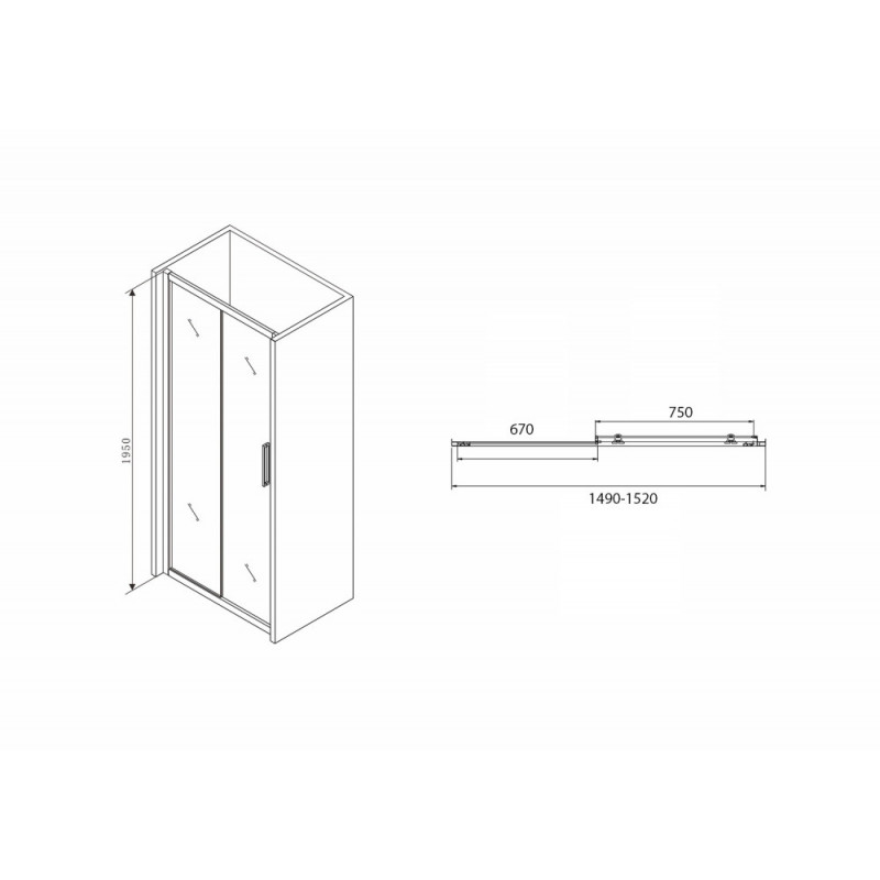 Душевая дверь 150х195см черная Abber AG30150BH