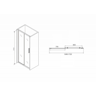 Душевая дверь 170х195см черная Abber AG30170BH
