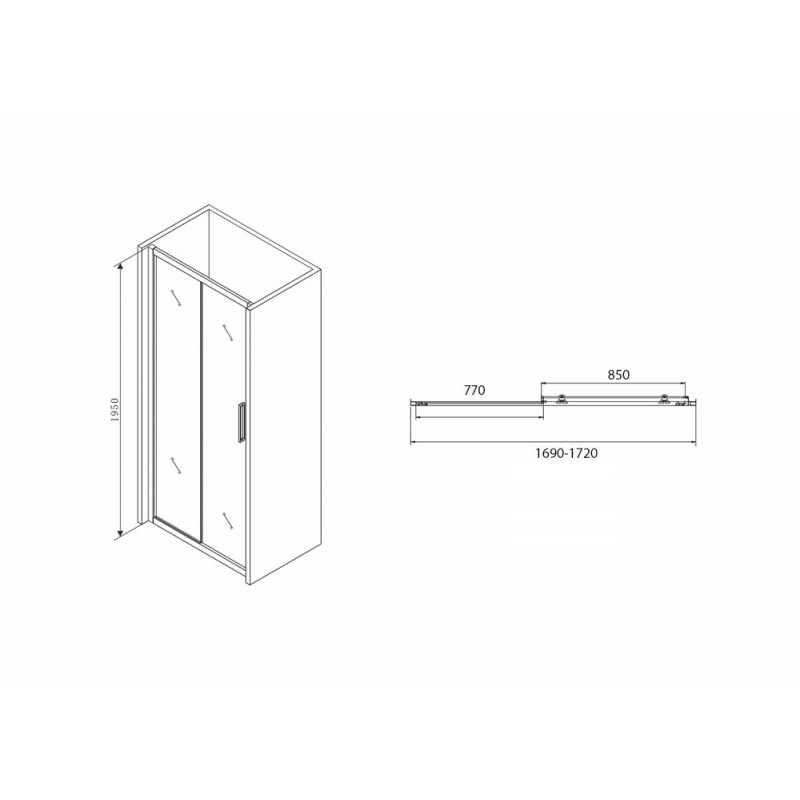Душевая дверь 170х195см черная Abber AG30170BH