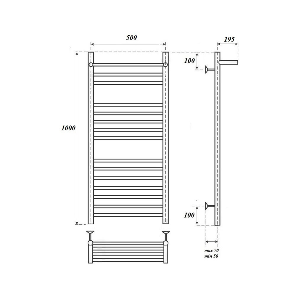 Полотенцесушитель водяной Point PN10150SP П14 500x1000 с полкой, хром
