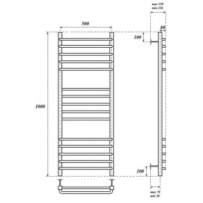 Полотенцесушитель электрический Point PN90150SE П15 500x1000 левый/правый, хром