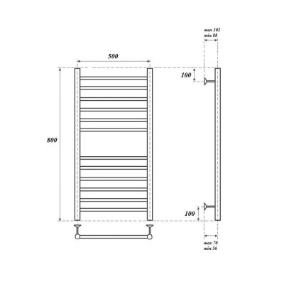 Полотенцесушитель электрический Point PN10158SE П12 500x800 левый/правый, хром