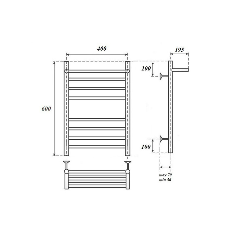Полотенцесушитель электрический Point PN10146SPE П7 400x600 с полкой левый/правый, хром