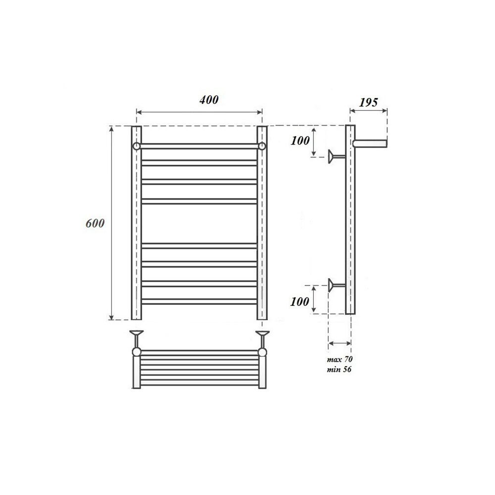 Полотенцесушитель электрический Point PN10146SPE П7 400x600 с полкой левый/правый, хром