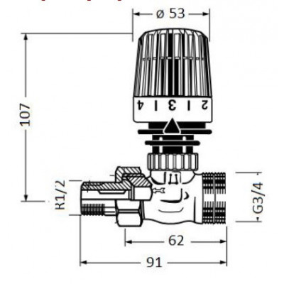 Ограничитель температуры прямого действия 1/2" нар.х3/4" евроконус Valtec