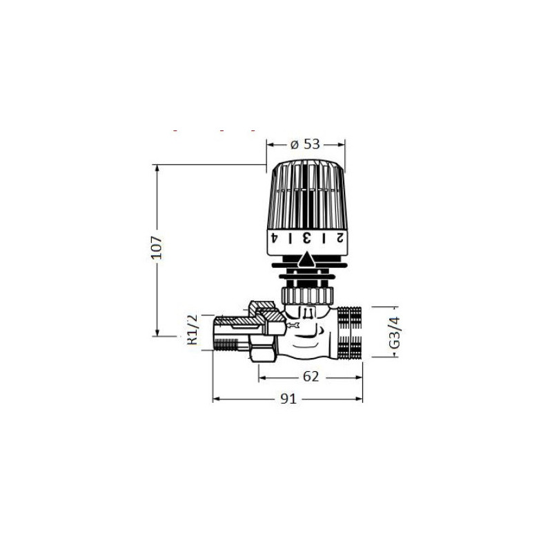 Ограничитель температуры прямого действия 1/2" нар.х3/4" евроконус Valtec