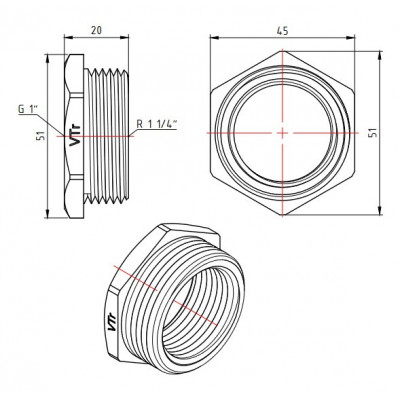 Футорка 1"ВРх 1¼"НР, Valtec VTr.581.N.0706