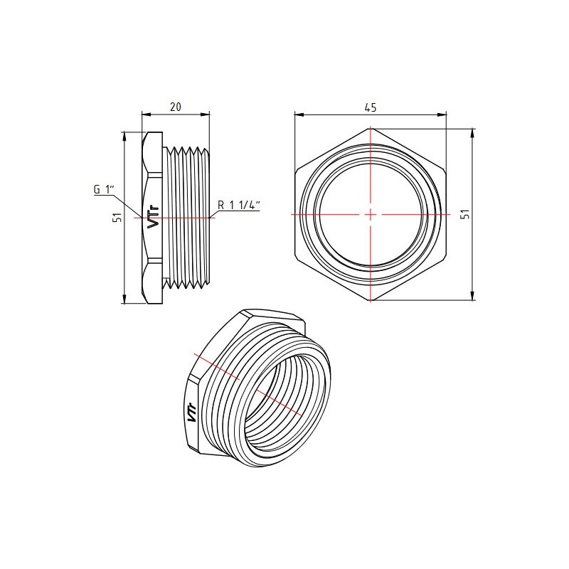 Футорка 3/4" x 1/2", Valtec Vtr.581.N.0504