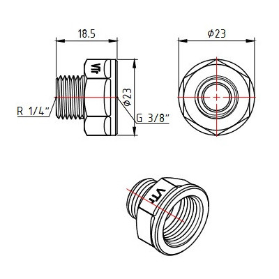 Переходник 3/8" х 1/4" Valtec VTr.592.N.0302