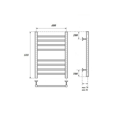 Полотенцесушитель электрический Point PN10146SE П8 400x600 левый/правый, хром