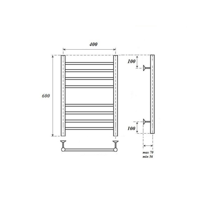 Полотенцесушитель электрический Point PN10146SE П8 400x600 левый/правый, хром