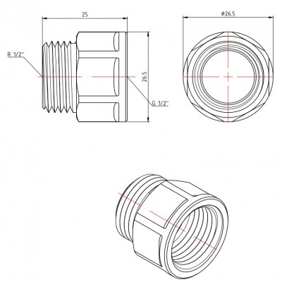 Удлинитель 1/2" х 15 мм Valtec VTr.197.N.0415