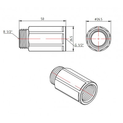 Удлинитель 1/2" х 40 мм Valtec VTr.197.N.0440