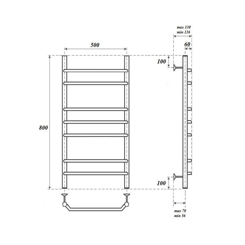 Полотенцесушитель водяной Point PN07158 П7 500x800, хром