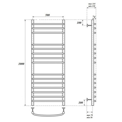 Полотенцесушитель водяной Point PN05150S П15 500x1000, хром