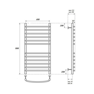 Полотенцесушитель водяной Point PN05148S П12 400x800, хром