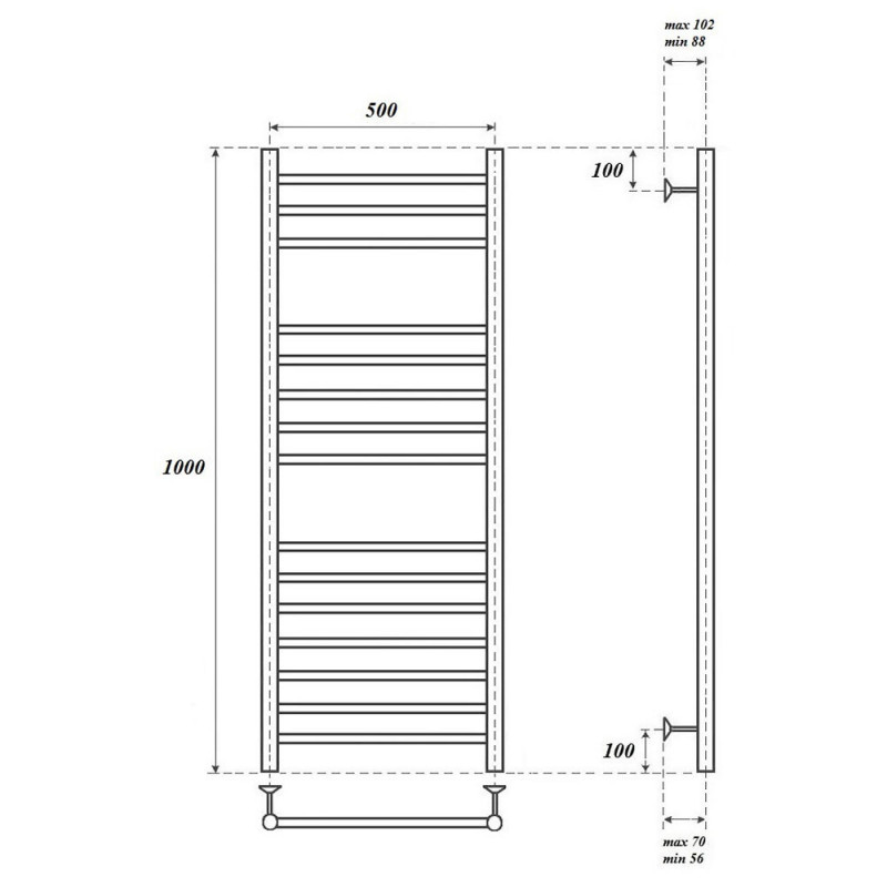 Полотенцесушитель водяной Point PN10150S П15 500x1000, хром