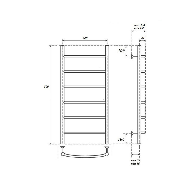 Полотенцесушитель водяной Point PN04158 П6 500x800, хром