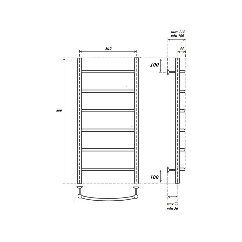 Полотенцесушитель водяной Point PN04158 П6 500x800, хром