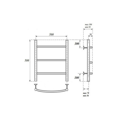 Полотенцесушитель водяной Point PN04155 П3 500x500, хром