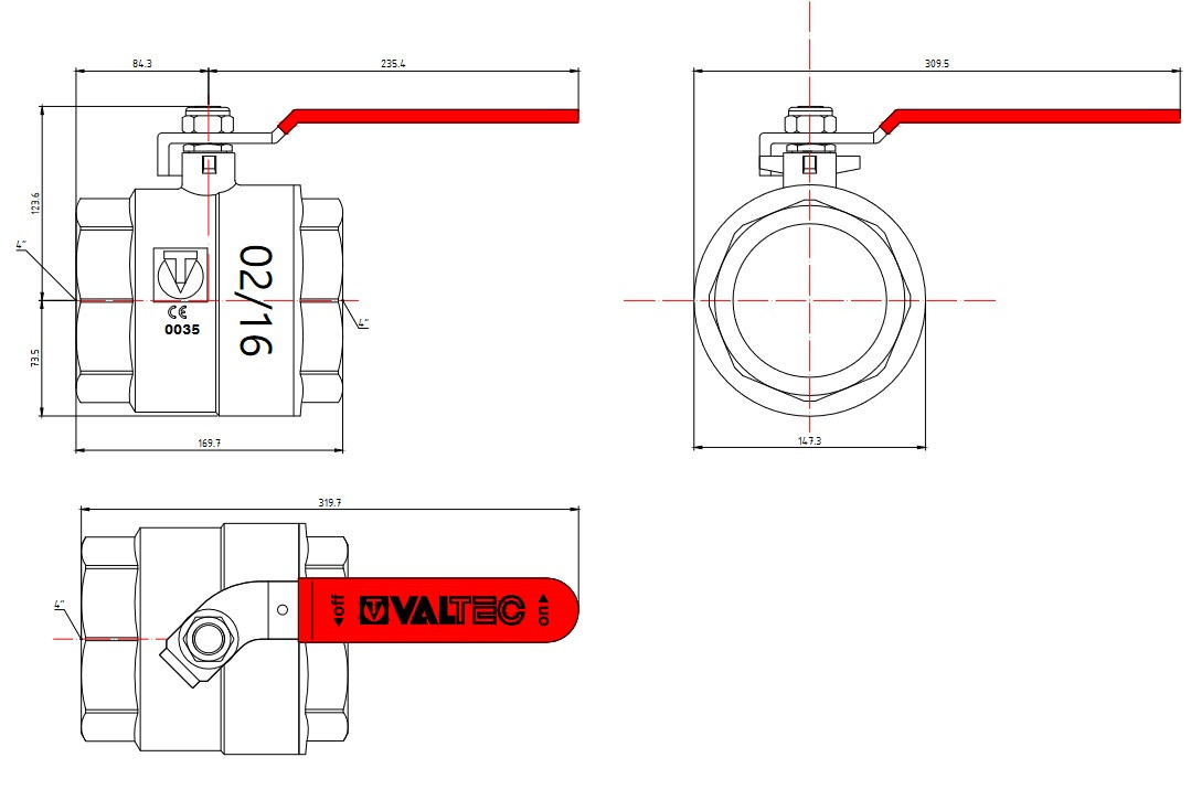 Кран шаровой Valtec BASE 4" VT.214.N.12
