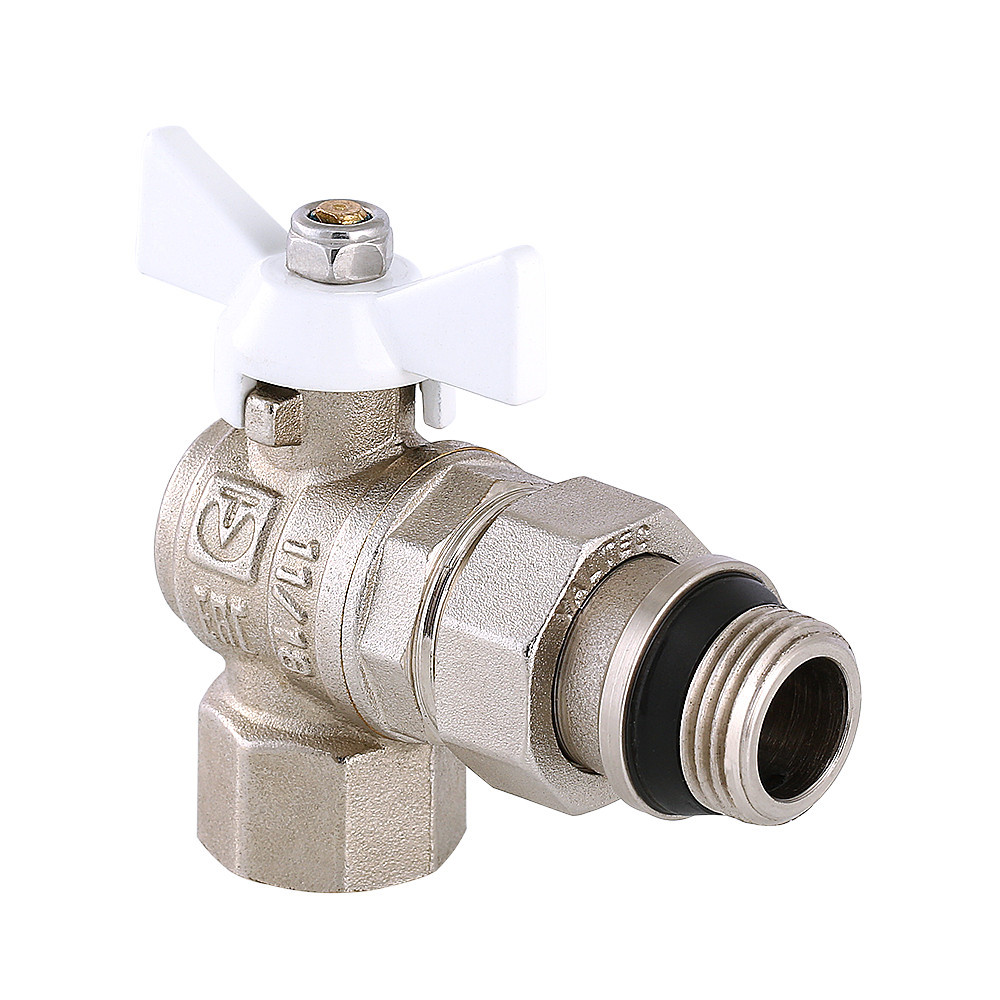 Кран шаровой Valtec BASE "Американка" угловой Ду 15 "бабочка" VT.228.NW.04
