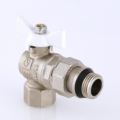 Кран шаровой Valtec BASE "Американка" угловой Ду 15 "бабочка" VT.228.NW.04