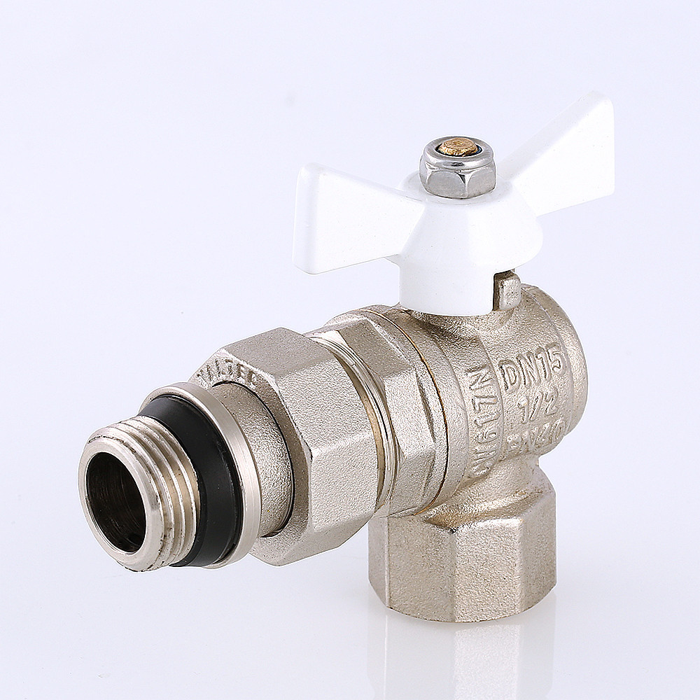 Кран шаровой Valtec BASE "Американка" угловой Ду 15 "бабочка" VT.228.NW.04