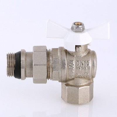 Кран шаровой Valtec BASE "Американка" угловой Ду 15 "бабочка" VT.228.NW.04