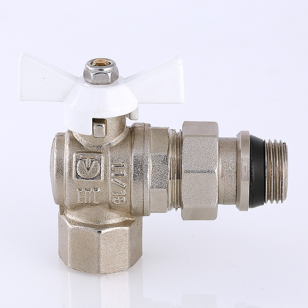 Кран шаровой Valtec BASE "Американка" угловой Ду 15 "бабочка" VT.228.NW.04