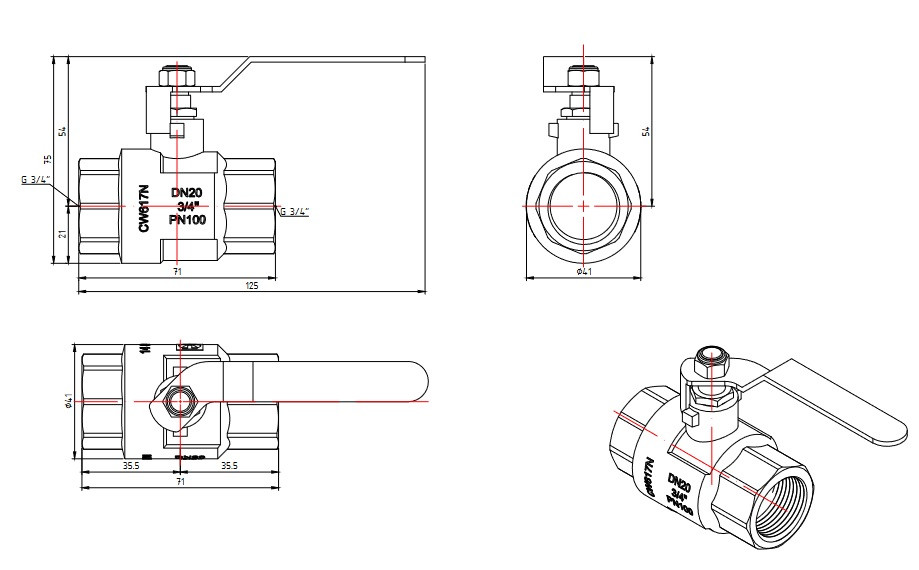 Кран шаровой усиленный VALTEC PERFECT Ду 20 VT.314.N.05
