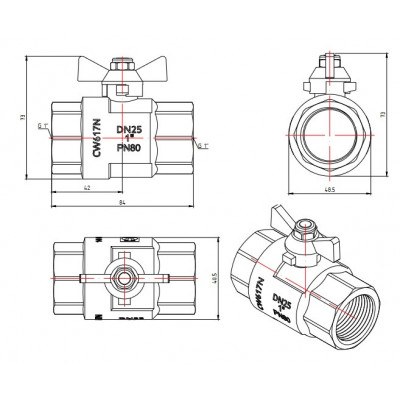 Кран шаровой усиленный VALTEC PERFECT Ду 25 VT.317.N.06