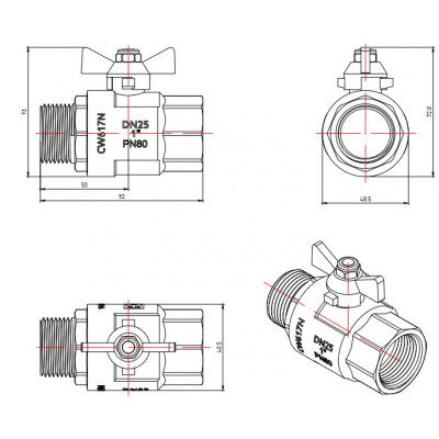 Кран шаровой усиленный VALTEC PERFECT Ду 20 VT.318.N.05