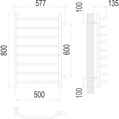 Полотенцесушитель водяной П8 500х800 Terminus