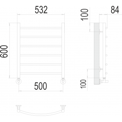 Полотенцесушитель водяной П6 500х600 Terminus Классик