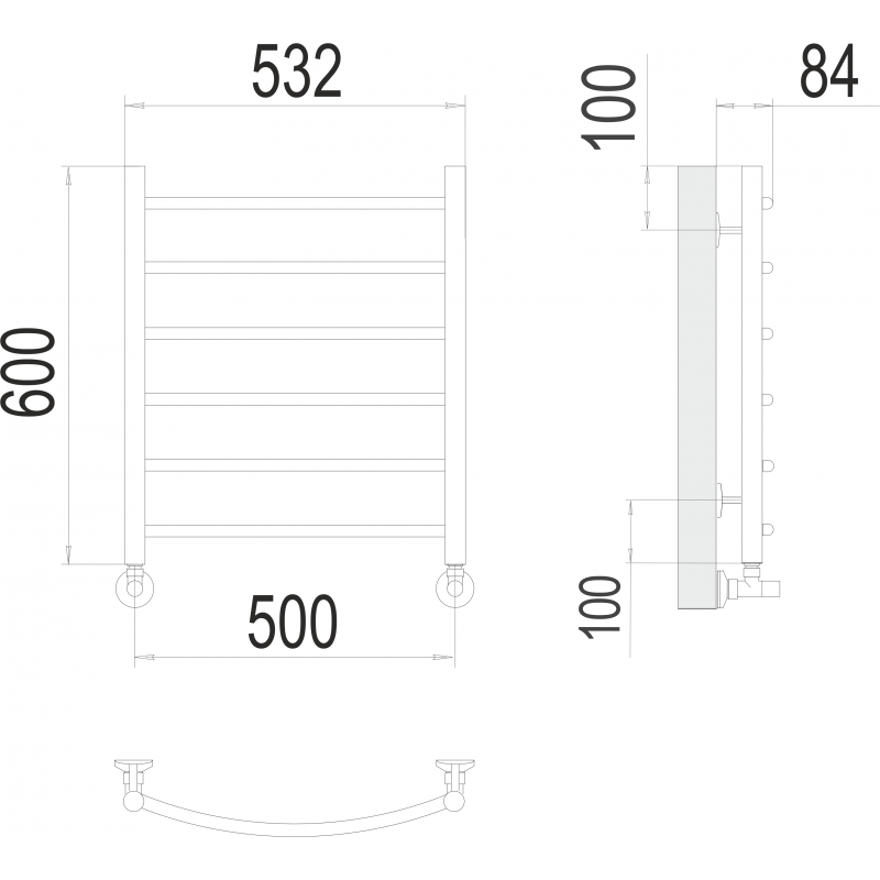 Полотенцесушитель водяной П6 500х600 Terminus Классик
