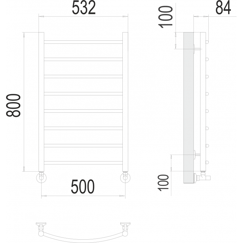 Полотенцесушитель водяной П8 500х800 Terminus Классик